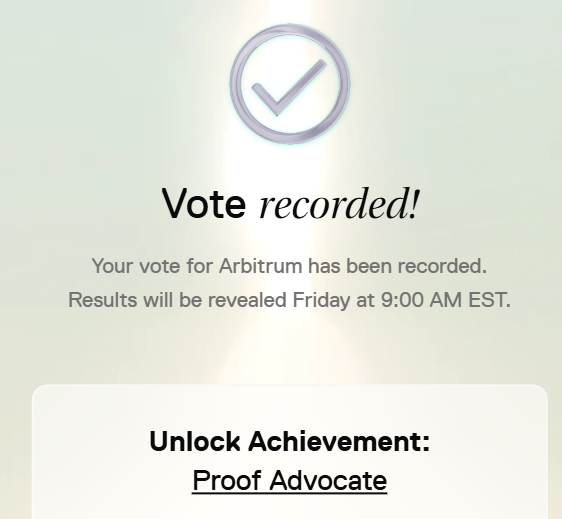 litonhm_eth's tweet image. 🗳️ I’ve voted for Arbitrum to be the next chain proven on @boundless_xyz — let’s make it happen! 

🔗 Cast your vote: signal.beboundless.xyz/voted

🫡 Together we signal, together we build.

 #Boundless #Arbitrum #OnchainSignal