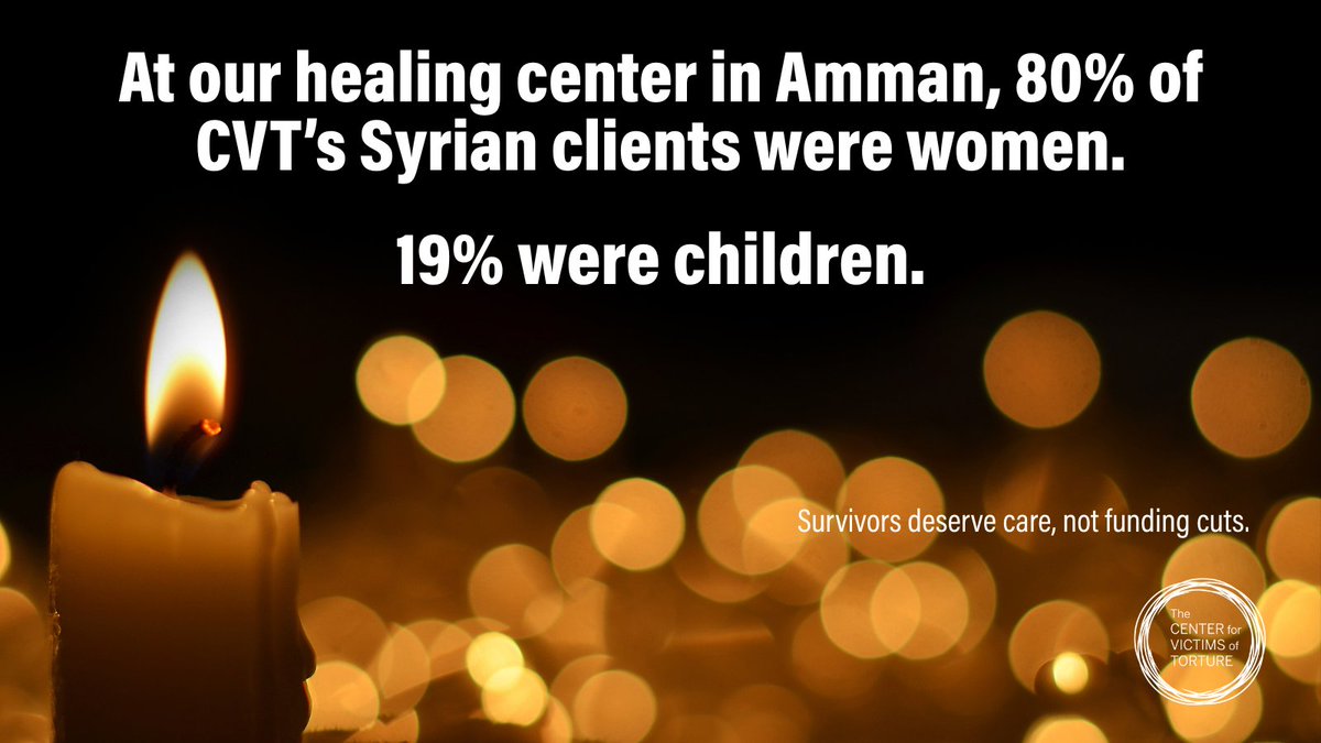 CVTorg's tweet image. Over many years, CVT extended care to thousands of Syrian refugees living in Jordan. 80% of them were women; 19% were children. As the Syrian people rebuild their country after the fall of the Assad regime, CVT reminds us that survivors deserve healing, not funding cuts.