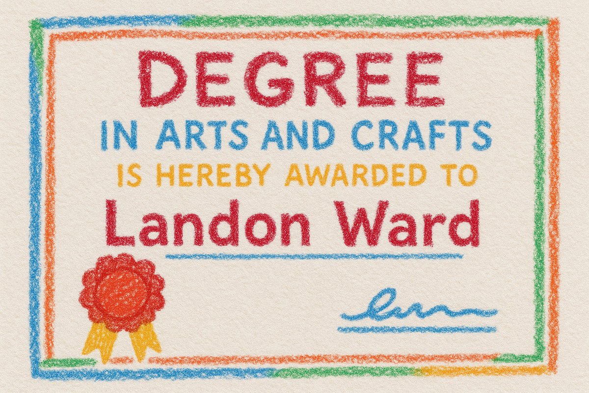 landondward's tweet image. I quite literally have a degree in arts and crafts.