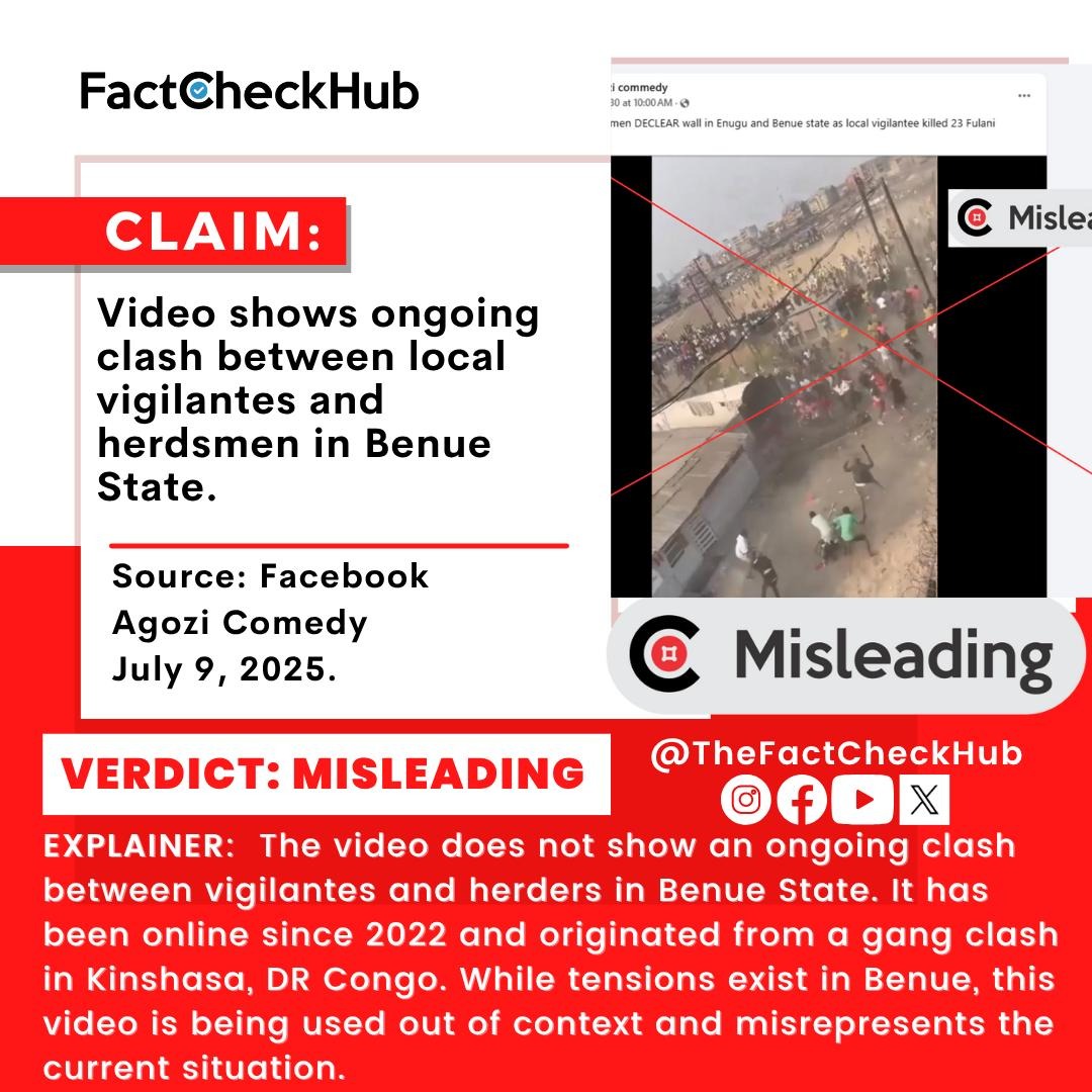 #FACTCHECK: Video shows ongoing clash between local vigilantes and herdsmen in Benue State.

factcheckhub.com/video-claiming…