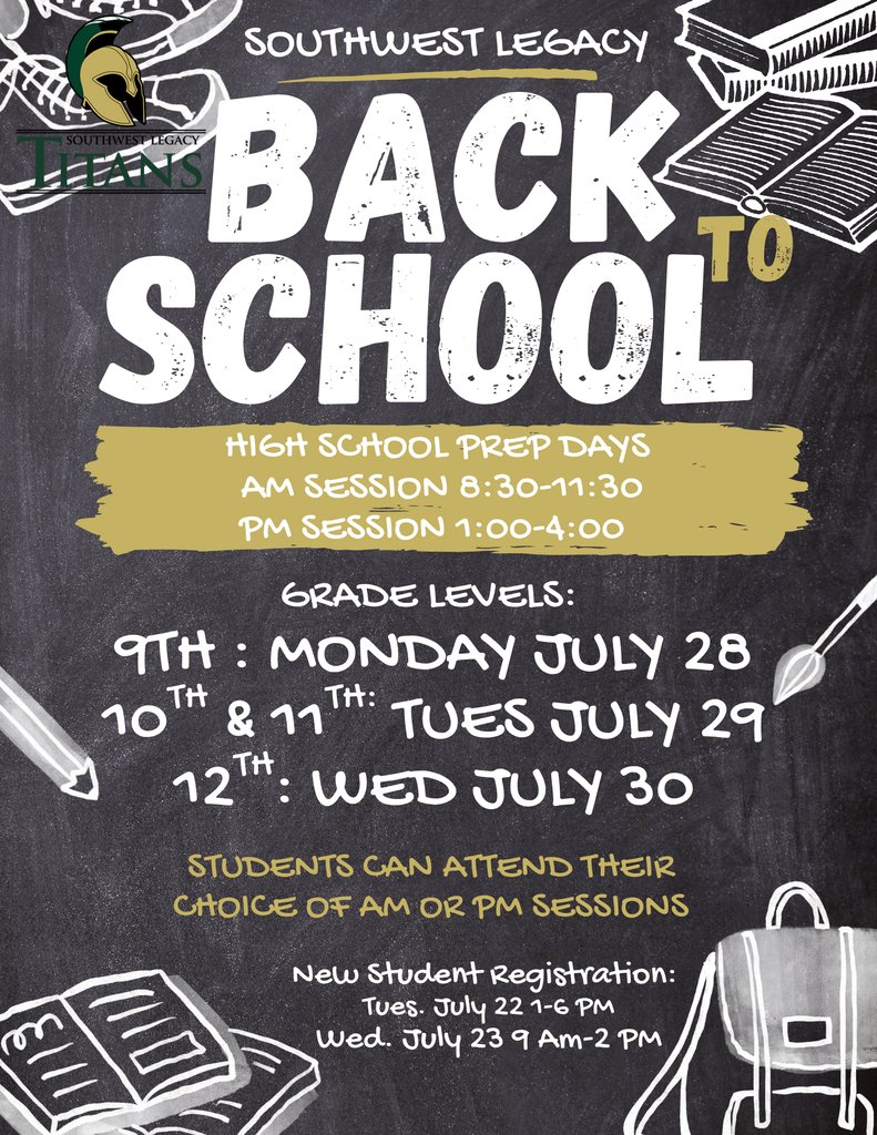Greetings Titan Nation! We hope everyone is having a FANTASTIC summer. Please see the flyer for important back to school dates. See you soon!
