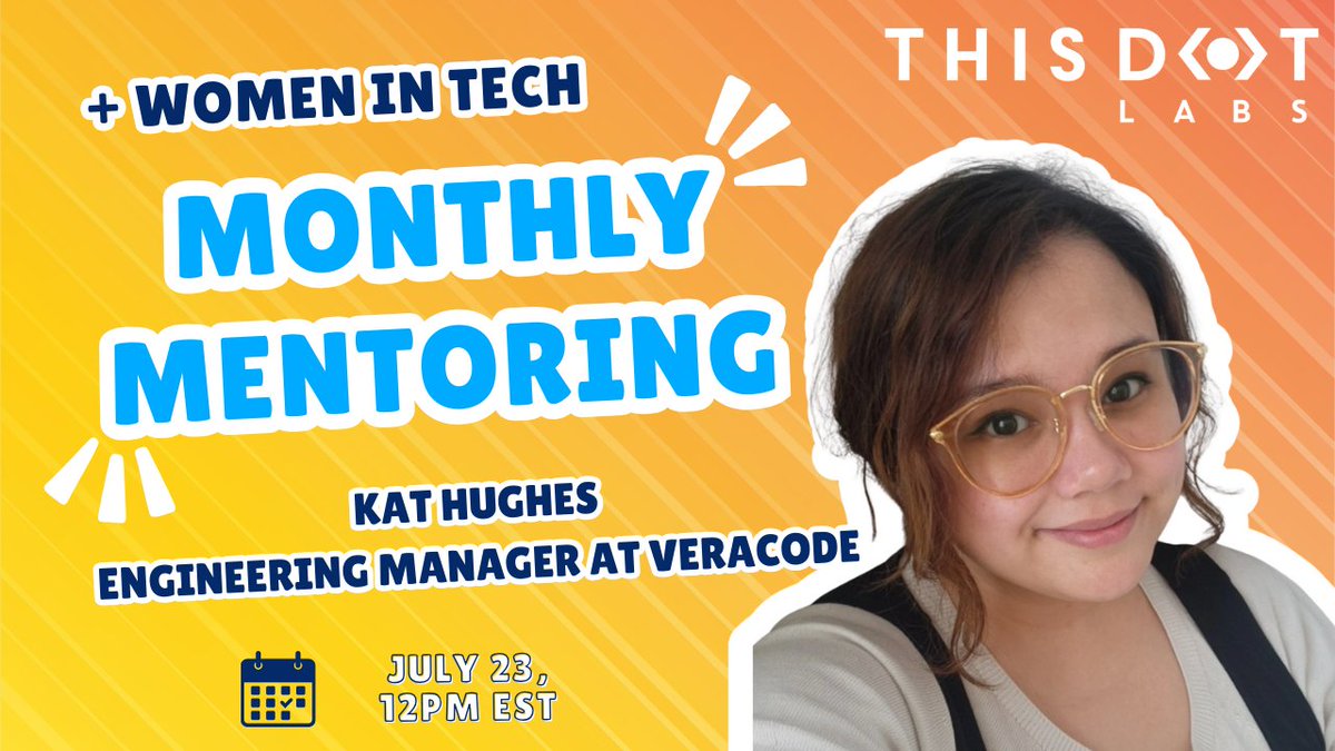 Tracy Lee | ladyleet (@ladyleet) on Twitter photo Looking for support, guidance, and community in tech?
Join <a href="/ThisDotLabs/">This Dot Labs</a>' monthly mentoring sessions for women in the industry. This month, Kat Hughes is sharing insights on security and communication for software engineers.
📅 July 23, 12PM ET! Looking for support, guidance, and community in tech?
Join <a href="/ThisDotLabs/">This Dot Labs</a>' monthly mentoring sessions for women in the industry. This month, Kat Hughes is sharing insights on security and communication for software engineers.
📅 July 23, 12PM ET!