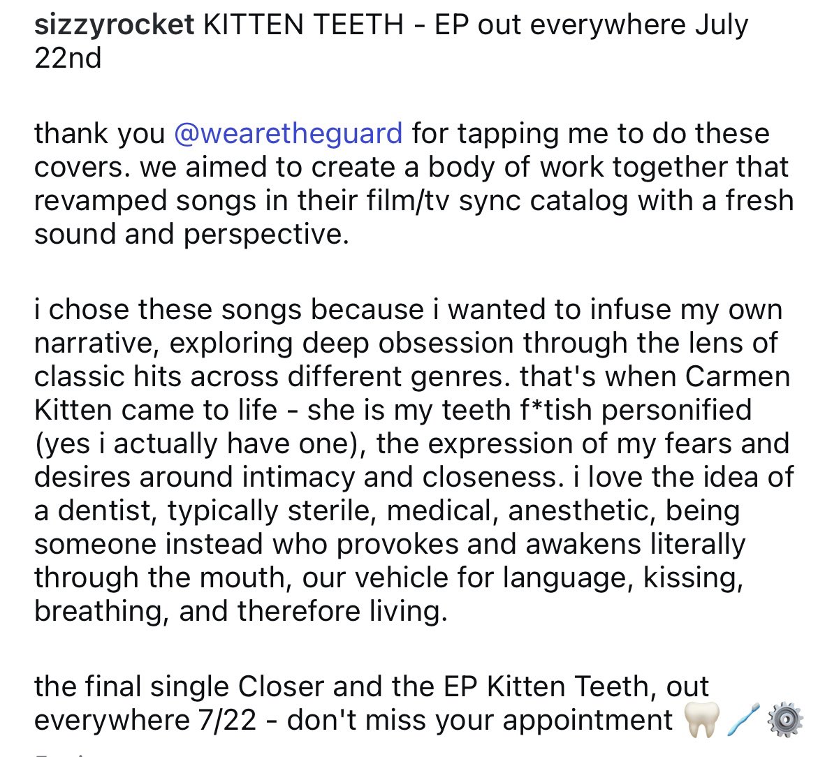 KITTEN TEETH - EP out everywhere July 22nd 🦷🪥⚙️ sizzyrocket.vault.fm/s/kitten-teeth