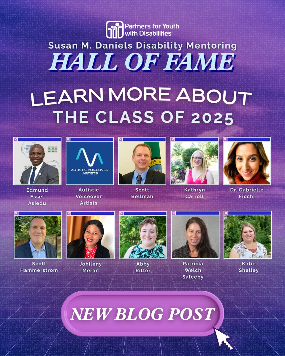 We can't believe the Hall of Fame is THIS Monday! Make sure you register to watch this special 10-year anniversary ceremony of the Susan M. Daniels Disability Mentoring Hall of Fame ✨

You can read all about this year's inductees in our latest blog post: pyd.org/blog/2025/07/1…