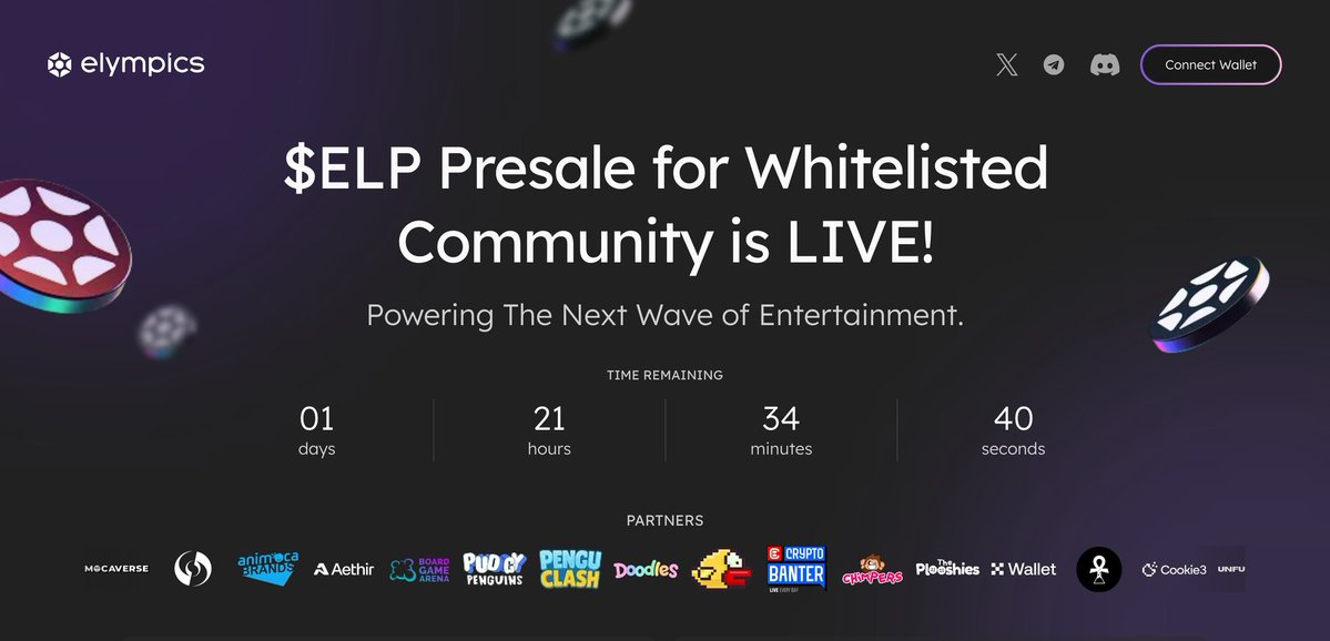 BaCrypt_'s tweet image. Guys the @elympics_ai Community Sale is now LIVE!

For @elympics_ai partner communities &amp;amp; early supporters: your moment to join 

- July 15–17 | ETH Mainnet
- Price: $0.01714
- Min: 0.05 ETH / Max: 0.5 ETH
- Raise target: $200K (~70 ETH)

It&apos;s already 30% filled in just 2 hours…