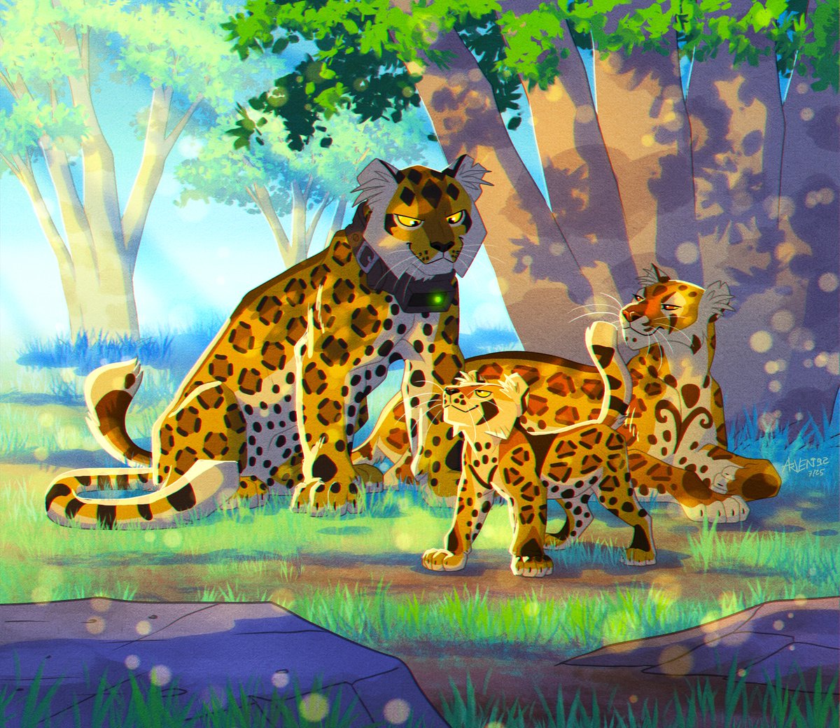 "The Jinx's Family", AU scene wher Chui finds a mate and starts a family!
This Illustration was requested by my wonderful Patr0ns!
If you can, please PLEASE support the comic on Pat/re0n ❤️ Your contribution keeps the series going. 
#africacomic #animalart