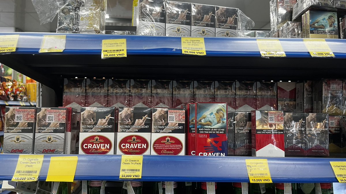 AdvSapna_'s tweet image. Interesting to observe the cigarette packs in Vietnam must carry an official tax stamp to prevent smuggling and counterfeiting.
The tax stamp is often a colored label or QR code that can be scanned for verification.
Similar to the Indian approach, there is also pictorial…