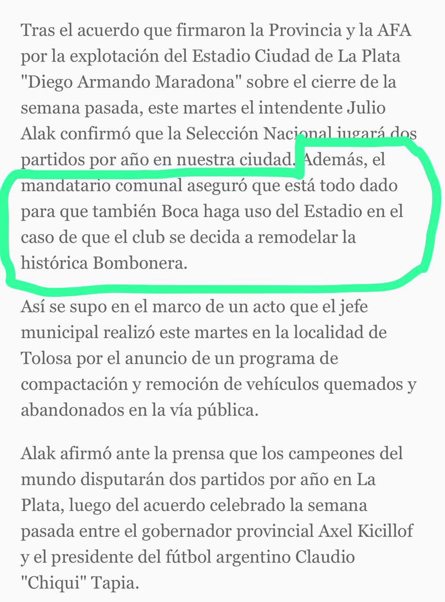 Hace meses conté que Boca tiene proyecto para ampliar la Bombonera, hoy el intendente de La Plata, Julio Alak confirmó que Boca podría jugar en el estadio Único de La Plata. Dónde estarán los que decían que era humo, como con lo de Paredes?
