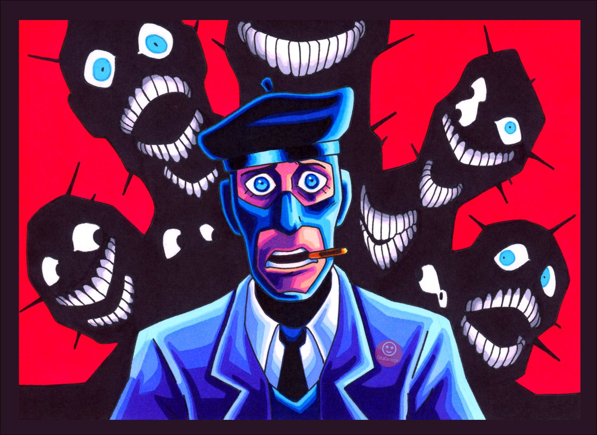 ColaCarnage's tweet image. More Serverblight stuff. Spy faces eldritch horrors of the collective kind.
#Teamfortress2 #tf2 #serverblight