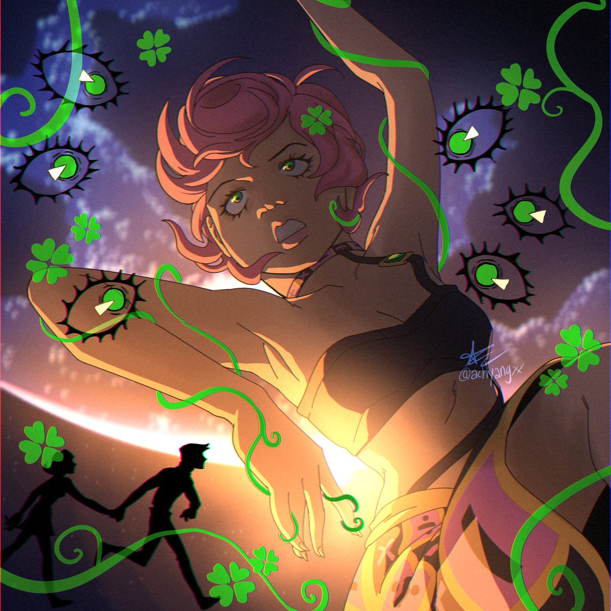 achyangxx's tweet image. I based this off chappel roan’s good luck babe when it was trending last summer #goldenwind #trishuna