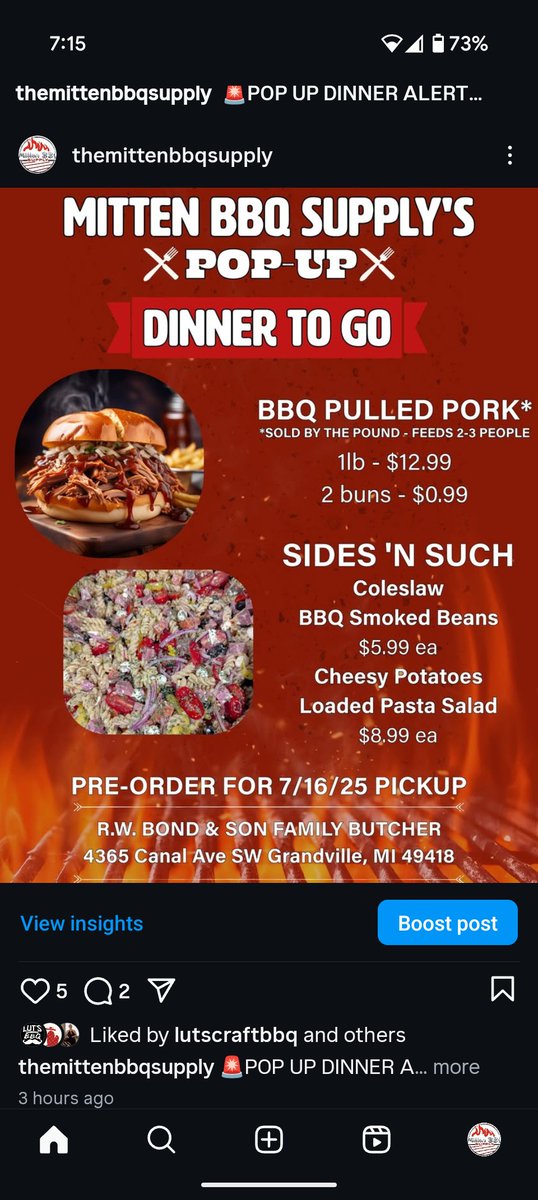 Get your order in today!

#food #togetherwerise #bbq #shoplocally #shoplocal #smallbiz #smallbusiness #grandville #michiganproducts #michiganbbqaddicts