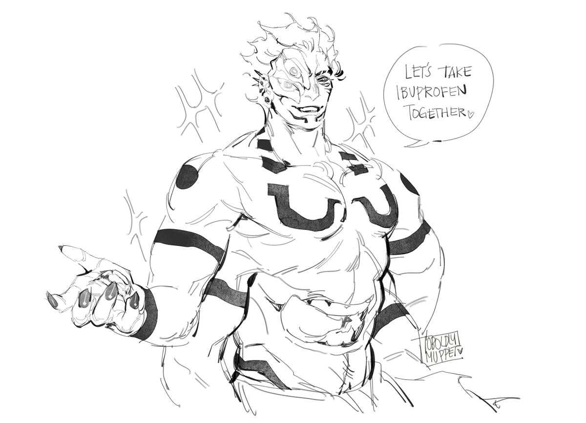 toboldlymuppet's tweet image. hello mr. heian sukuna jjk 👉👈
(thank you for this patreon sketch request...)