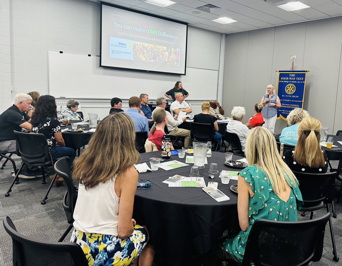 toddjacobus's tweet image. Brookelyn Schlawin - Match Support Specialist & Incoming Director with Heart of Iowa Big Brothers Big Sisters of Marshall County provided a great presentation today to Rotary Club of Marshalltown. They coordinate 160 matches annually!#ServiceAboveSelf #RotaryMarshalltown