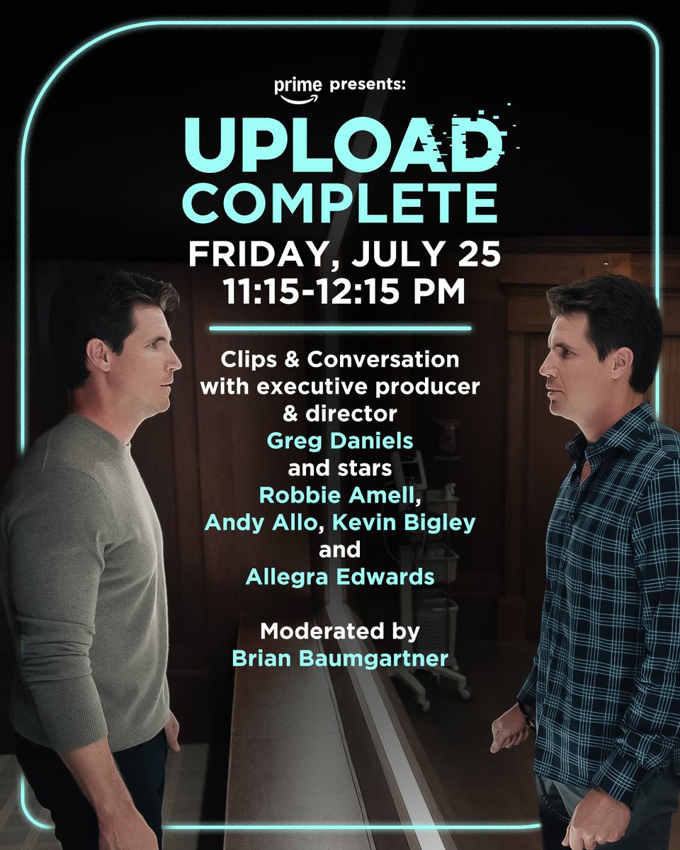 UploadOnPrime's tweet image. #uploadtv 4.0 is taking #SDCC. visit us friday, july 25 in room 6DE for a conversation with greg daniels & the cast.