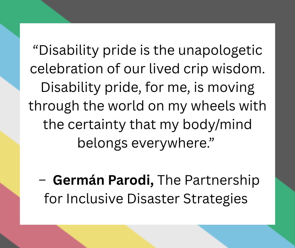disasterstrat's tweet image. Disability pride means knowing we belong — everywhere.