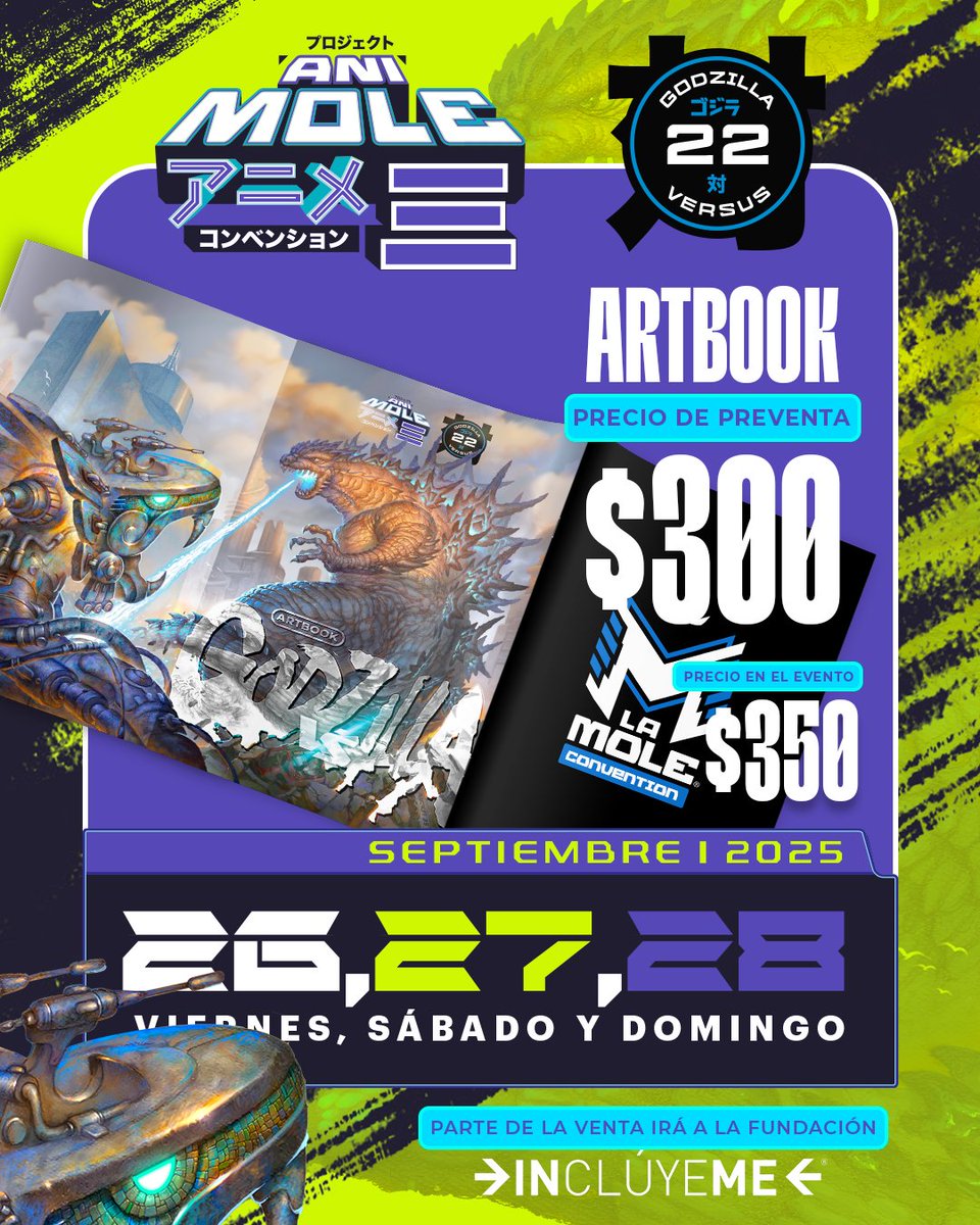 lamolemx's tweet image. ☢️Tenemos el monstruoso gusto de presentarte la portada desplegable del artbook de #AniMole3, creada por el gran @RACRUFI. Este homenaje impreso estará dedicado a un gigante de la cultura pop... ¡#GODZILLA! 💚 Asegura tu ejemplar en lamole.com.mx/animole-3/artb…