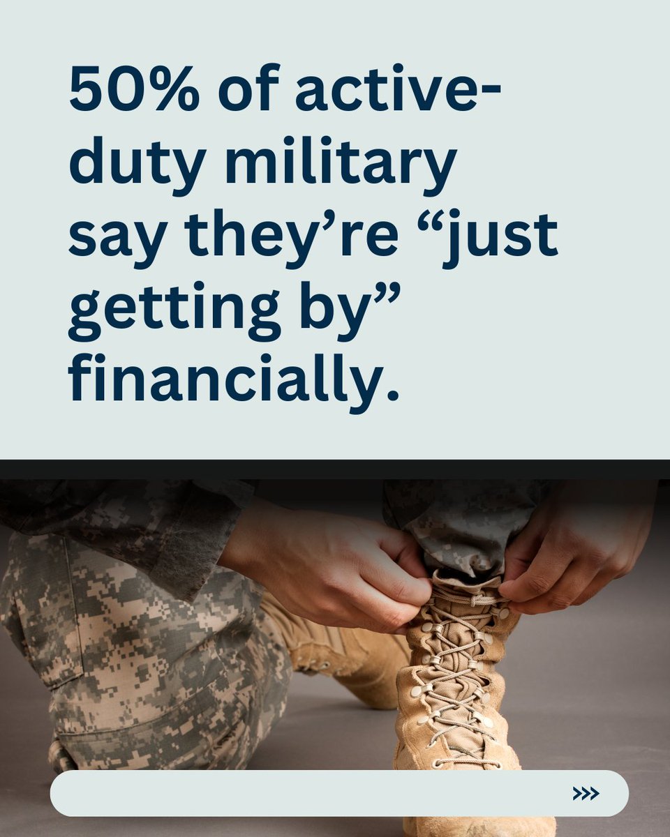 NFCC's tweet image. Military families are navigating more than just duty — they’re facing growing financial pressure. New survey data shows that 1 in 2 active-duty service members are just getting by. From rising debt to reliance on risky financial services, the challenges are real.
📞800-388-2227