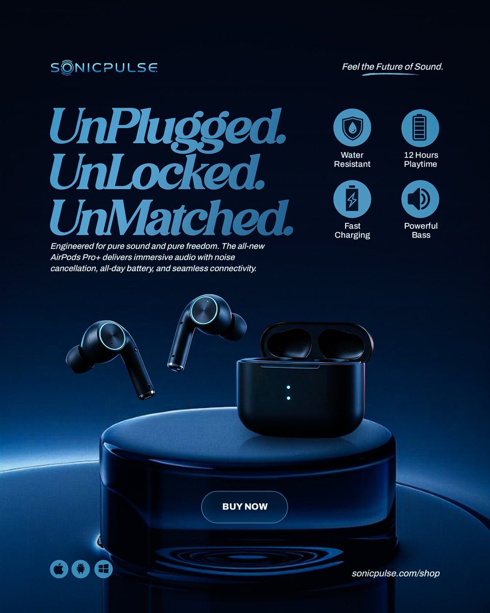 Daniel33726618's tweet image. Flyer Design for SonicPulse ✨💙
SonicPulse is shaping the future of wireless audio with immersive sound, sleek design, and seamless connection. 🔊🚀