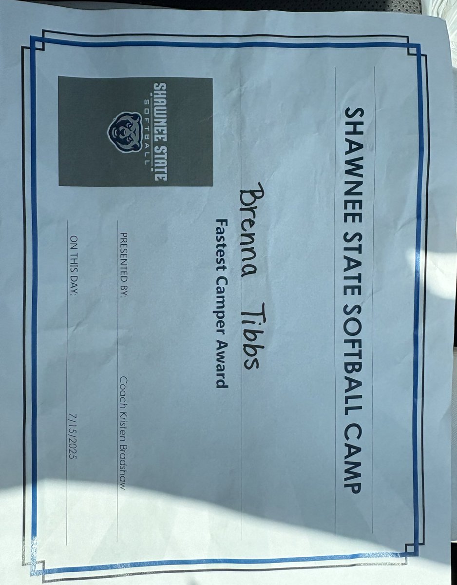 Brenna Tibbs 2026-LHP (@brenna_tibbs) on Twitter photo Had an amazing time at <a href="/ShawneeStateSB/">Shawnee State SB</a> camp today!! I learned a lot of new stuff, got some great reps in and had fun doing it!! I am beyond blessed to have received the fastest camper award, running a 2.8 from home to first! Can’t wait to be back! <a href="/kbradshaw12/">Kristen Bradshaw</a> <a href="/ckyne1434/">Carrie Kyne</a> Had an amazing time at <a href="/ShawneeStateSB/">Shawnee State SB</a> camp today!! I learned a lot of new stuff, got some great reps in and had fun doing it!! I am beyond blessed to have received the fastest camper award, running a 2.8 from home to first! Can’t wait to be back! <a href="/kbradshaw12/">Kristen Bradshaw</a> <a href="/ckyne1434/">Carrie Kyne</a>