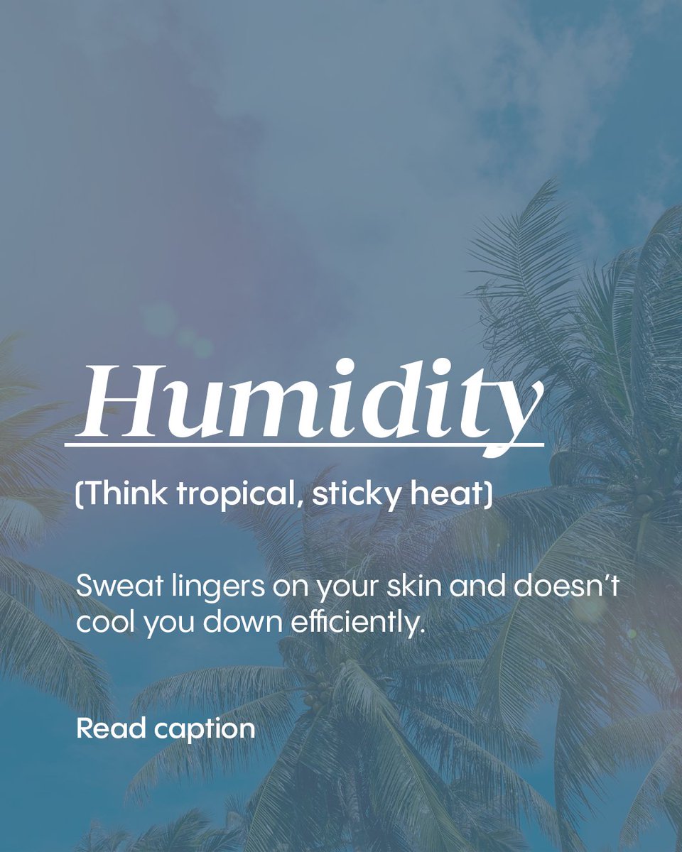 🔥 Dry Heat:
→ Sweat evaporates quickly, making fluid loss harder to notice.
→ This “invisible” dehydration can sneak up on you fast.

💦 Humidity:
→ Sweat lingers on your skin
→ Your body compensates by sweating more and losing more electrolytes.