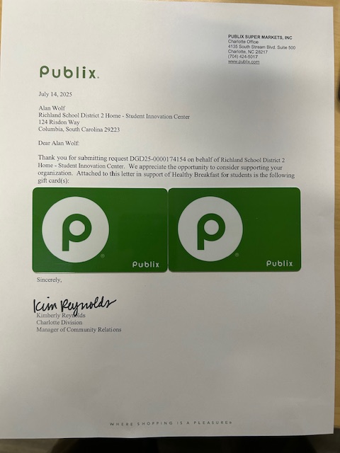 Student Innovation Center (@ther2i2edge) on Twitter photo Thank you to @publix for supporting the SIC's Healthy Breakfast initiative for the upcoming school year. Publix provided two gifts cards so that we can provide our AM students with healthy fruits and granola bars so they're ready to learn.<a href="/RichlandTwo/">Richland School District Two</a> Thank you to @publix for supporting the SIC's Healthy Breakfast initiative for the upcoming school year. Publix provided two gifts cards so that we can provide our AM students with healthy fruits and granola bars so they're ready to learn.<a href="/RichlandTwo/">Richland School District Two</a>