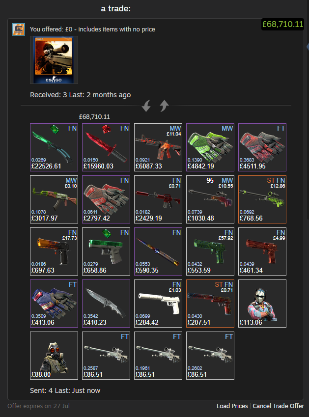 CorbZcs's tweet image. BIG $70,000+ CASHOUT LANDED!!
Some clean gem knives + glove combos, howl, awps, deags, hot rod, a whole loadout worth of shiny pixels😆
As usual I'm always buying your skeens for cash, all sorts of payment methods💸
Giving away $250 this time to a retweet, go enter!