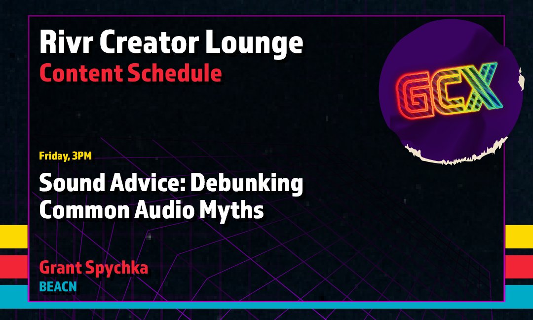 RivrStream's tweet image. Debunk common audio myths that compromise your content’s clarity and impact. Learn practical tips to capture, refine, and amplify your authentic sound with @spygra_ from @beacn.
@GCXEvent