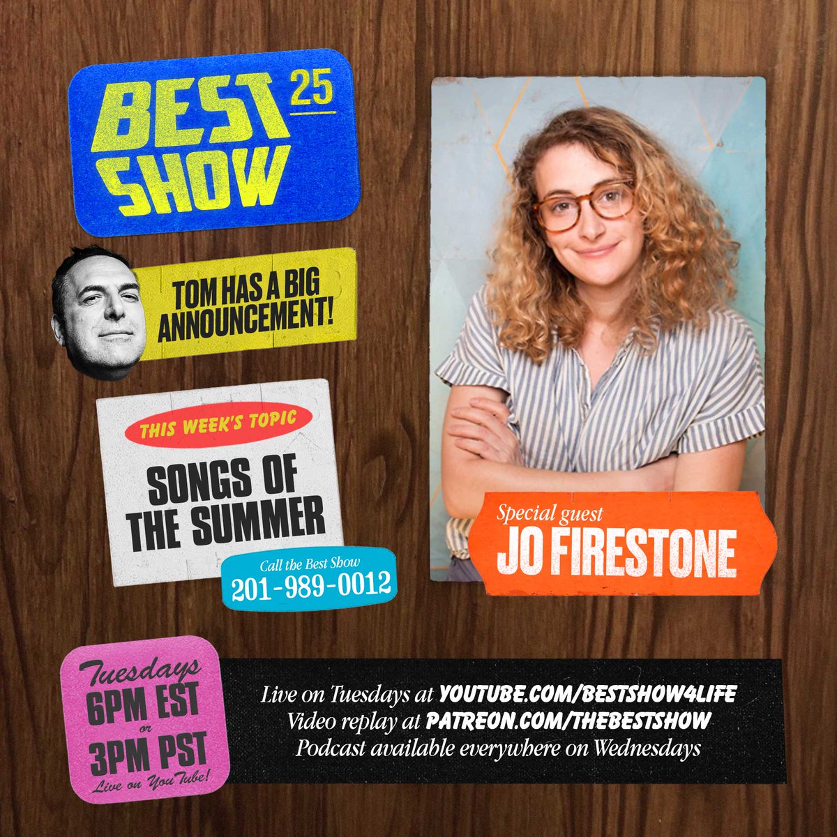 bestshow4life's tweet image. This week on The Best Show:
📢 A special announcement from @scharpling
🧐 Jo Firestone talks "Murder on Sex Island: A Luella Van Horn Mystery"
🍹 When you hear "song of the summer," what comes to mind?
Live on YouTube today at 6pm EST / 3pm PST: youtube.com/@BestShow4Life
