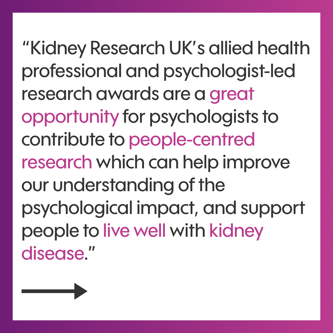 Kidney_Research's tweet image. We are inviting applications from allied health professionals and psychologists who are passionate about improving outcomes for people living with kidney disease.
We recognise the unique insights and skills that non-medical healthcare professionals bring to research. Whether…