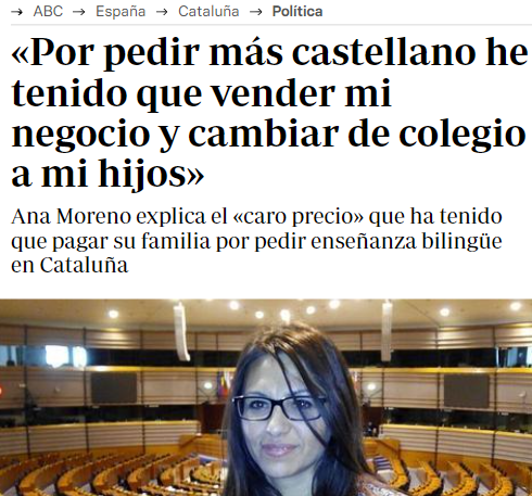 Ana pidió que sus hijos pudieran aprender un 25% en español.

Los separatistas la acosaron, señalaron su pequeño negocio familiar, tuvo que cerrarlo e irse porque exigían que ni una sola asignatura se diese en español.

Esto es fascismo. Esto es el separatismo catalán.