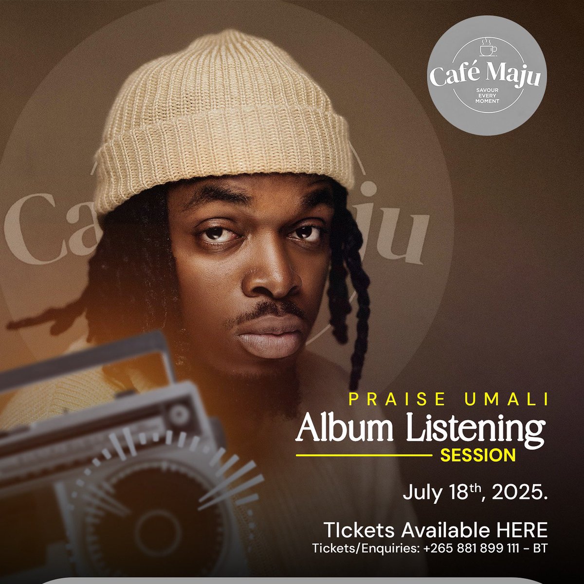 CafeMaJuMw's tweet photo. We’re on! 🎶

This Friday, @praiseumali is bringing the vibes with an exclusive Listening Session at your favourite chill spot — Café Maju.

🎤 Live vibes
🍷 Fine wine
🎟️ Tickets going for just MWK 20,000

Pull up and be part of something special.

#CafeMajuMoments https://t.co/opgexsnRA7