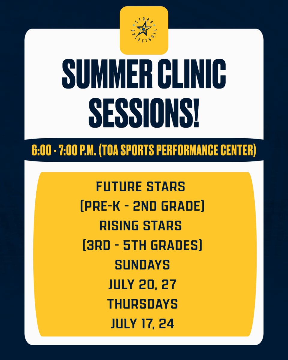 Take a look at the July 15 edition of the FULL Court Press and stay in the know with all things STARS! 

*Fall Youth League
*High School Hoops Leagues
*Shooting LAB
*Summer Camps - Summer is almost over!
*Weekly Clinics

view.gogipper.com/page/3168486