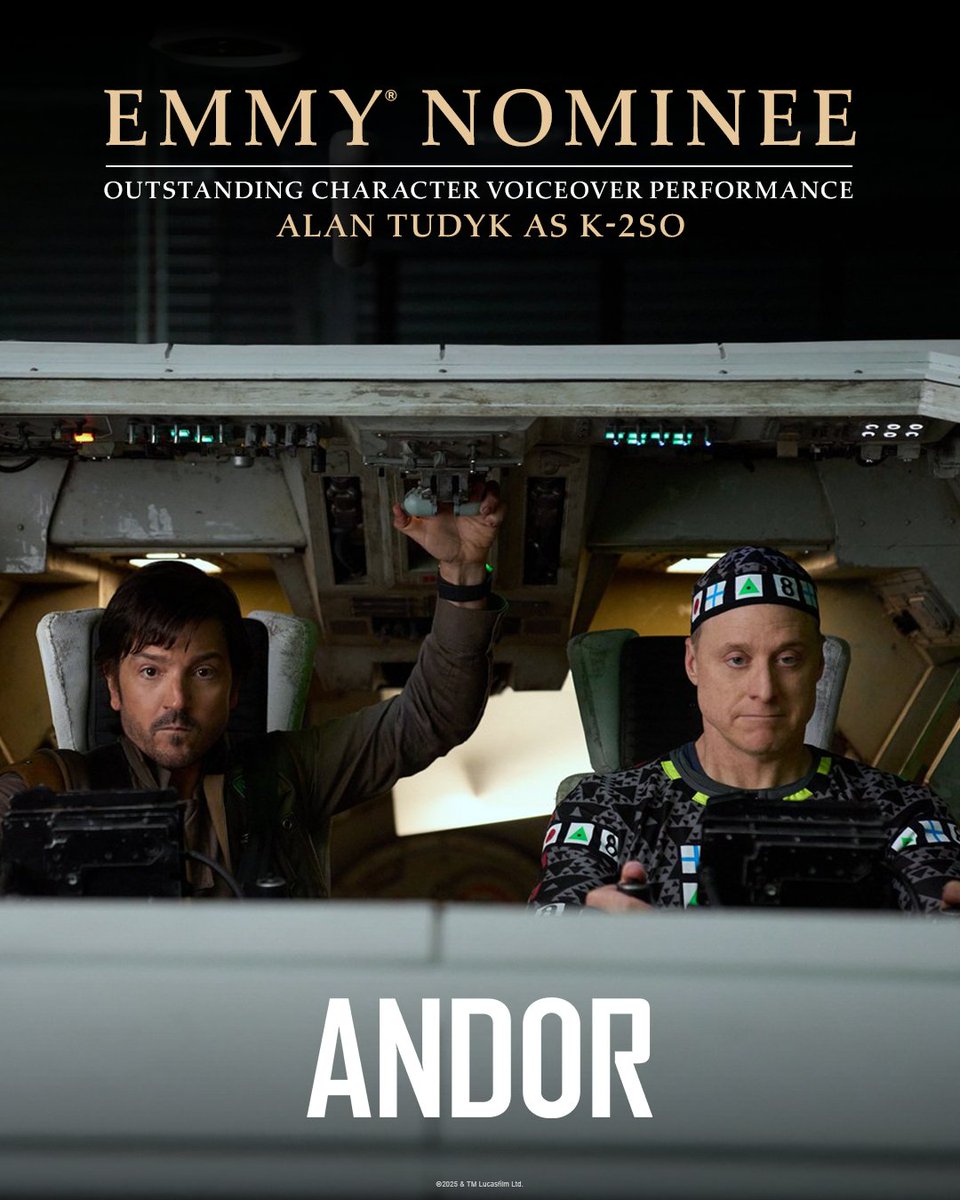 andorofficial's tweet image. Congratulations to Alan Tudyk for his Emmy® nomination for Character Voiceover as K-2SO in ANDOR. #Emmys