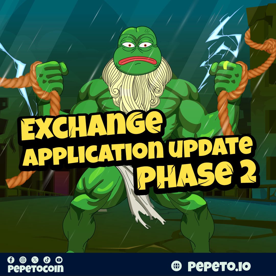 Pepetocoin's tweet image. Pepeto Exchange Listing: Phase Two Applications Coming Soon
The $Pepeto team is deep in preparation for the next stage of the exchange launch.
Every application will face strict checks before approval.
So go ahead, $PEPE , still think you're the top frog?
🔗 :…
