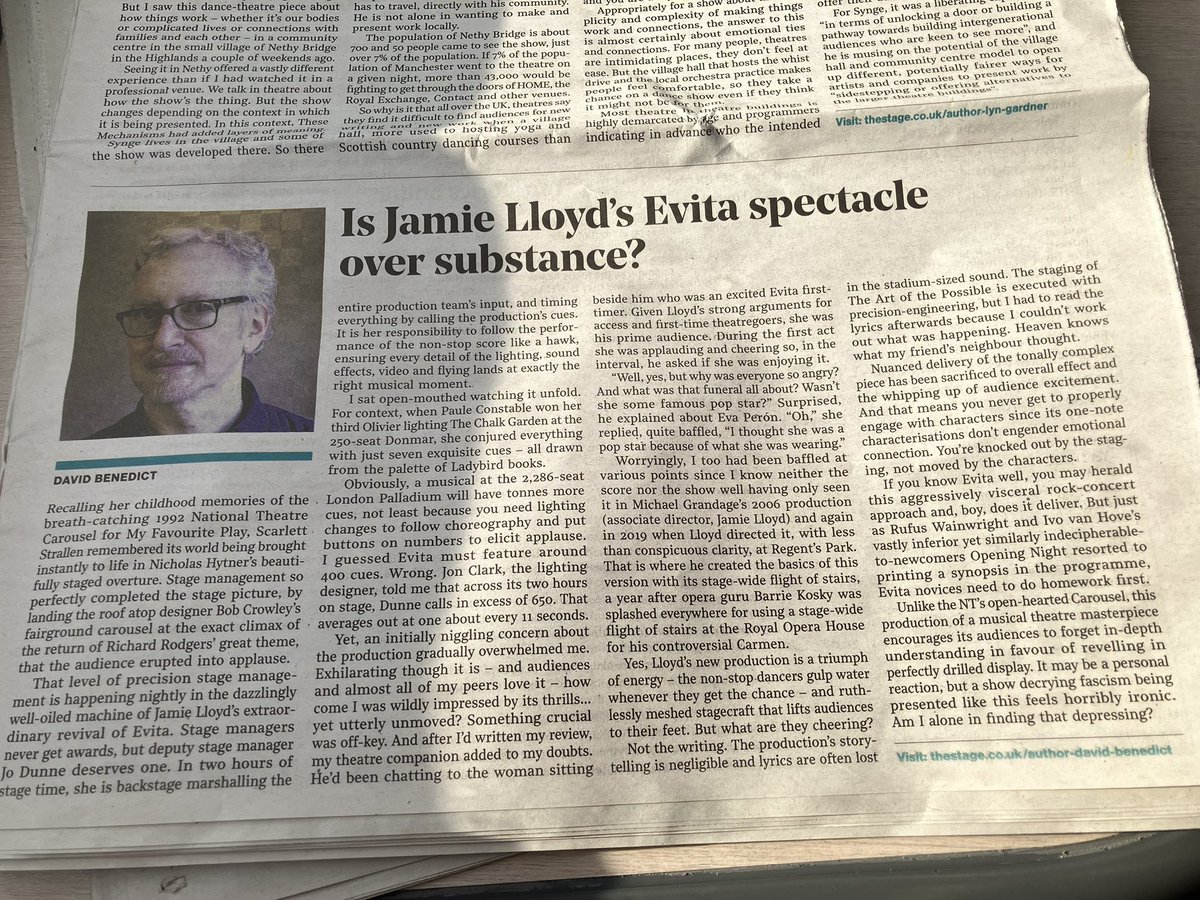SamiraAhmedUK's tweet image. Fascinating @eggsbened column in the @TheStage on THAT Evita..