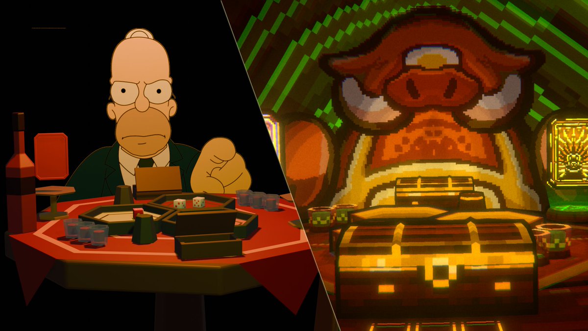 The first version of our dice game vs its current status... Homer was too good at dice poker we had to remove him

#roguelike #indiedev #pixelart