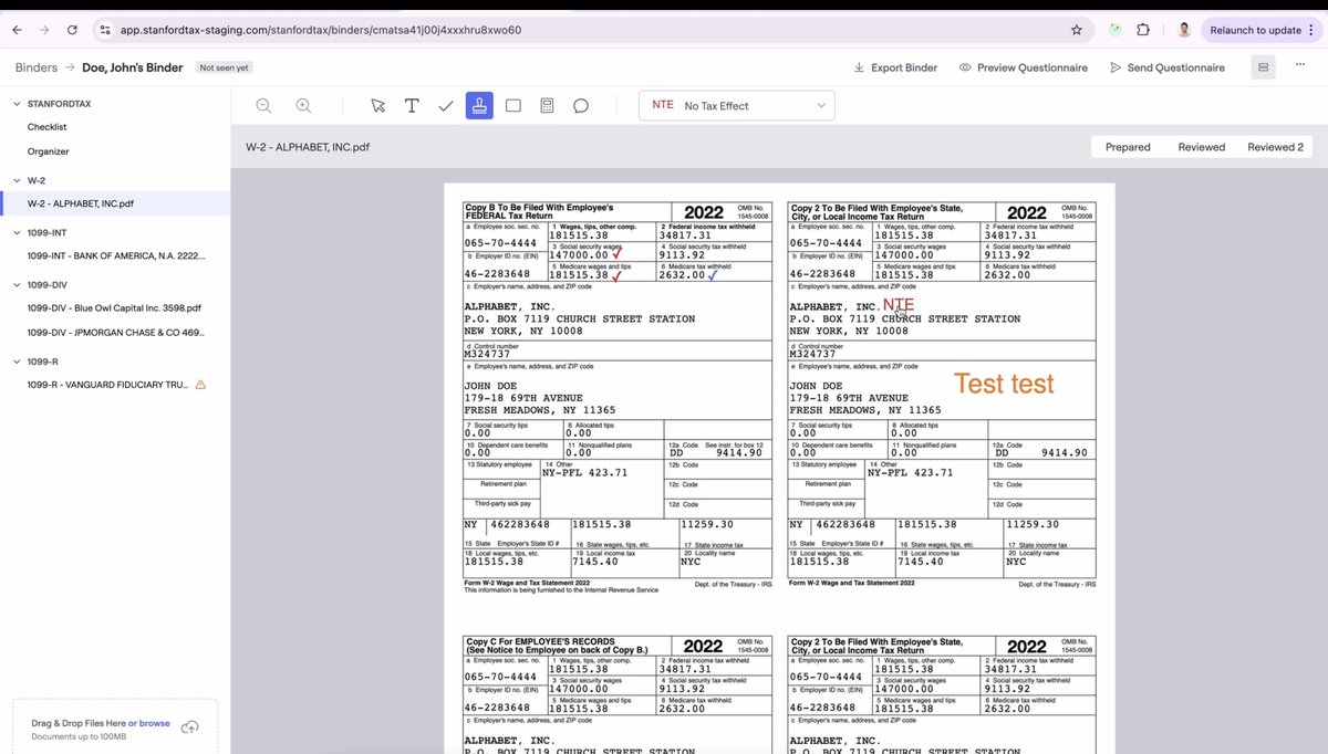 tryjasononline's tweet image. Man the tax workflow space is getting simultaneously stronger but more fragmented
Juno will now ingest your draft tax return and check it against the source docs
TaxGPT recently began doing something similar
StanfordTax is handling workpaper prep now, doing all your doc…