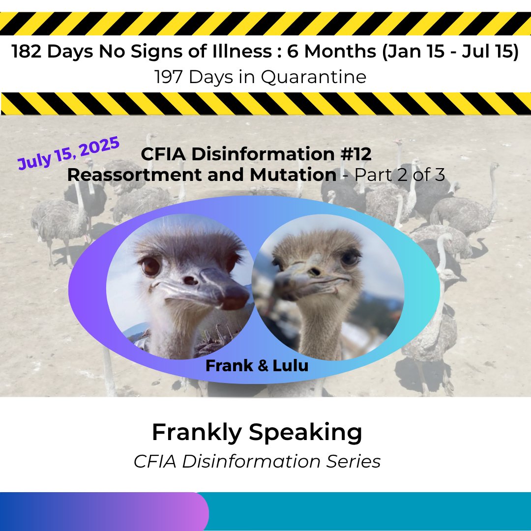 Frankly Speaking, July 15, 2025
READ Response to CFIA Disinformation #12 Part 2 on Reassortment and Mutation:
saveourostriches.com/press-releases…
* REASSORTMENT EXPLAINED

#saveourostriches #stopgovernmentoverreach #savethefarmers #savetheherd