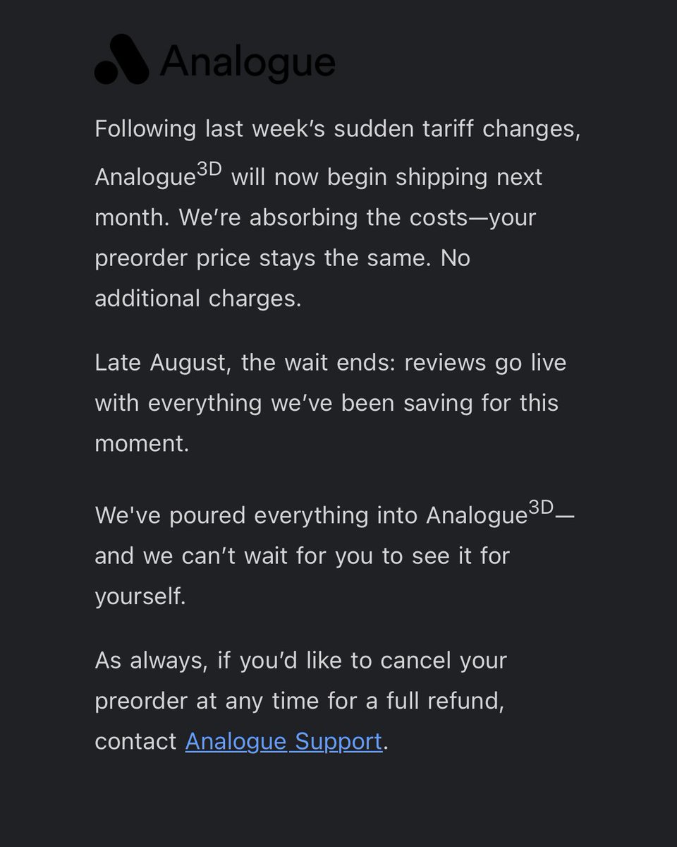 squatchin_it's tweet image. #analogue3d update