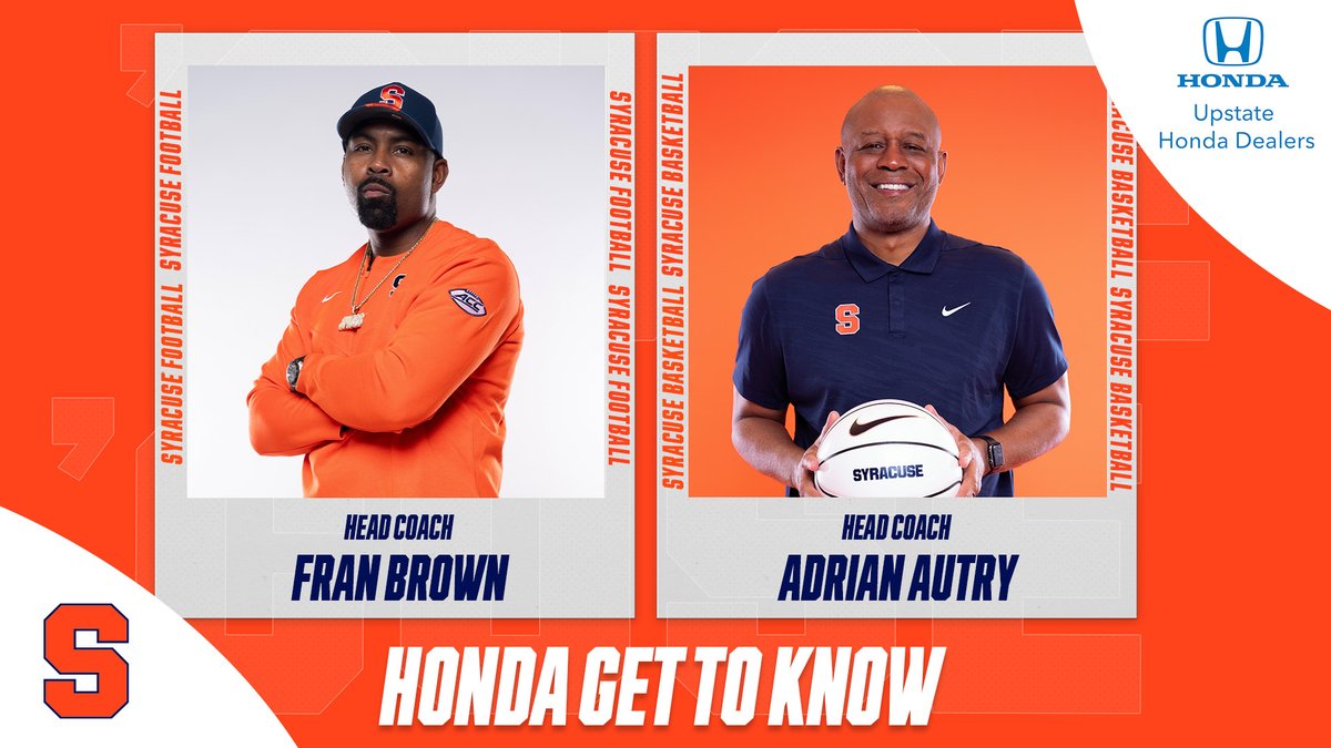 CusePromos's tweet image. Keep telling us what you want to hear about from your @CuseFootball and @Cuse_MBB head coaches! Your question may get used in the Honda Get to Know video series this upcoming season.
❓: cuse.com/form/1473