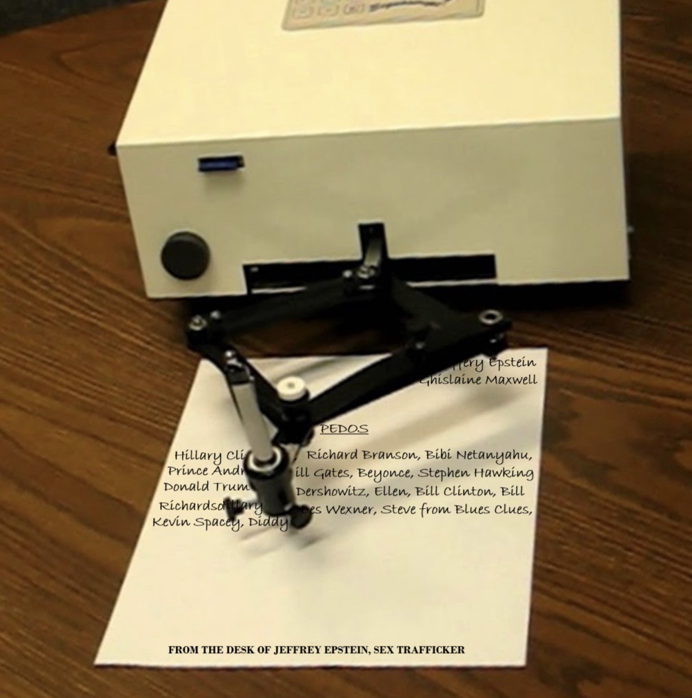 CleanComedian69's tweet image. EXCLUSIVE PHOTO OF BIDEN&apos;S AUTOPEN MAKING UP THE EPSTEIN FILES! CASE. CLOSED.
