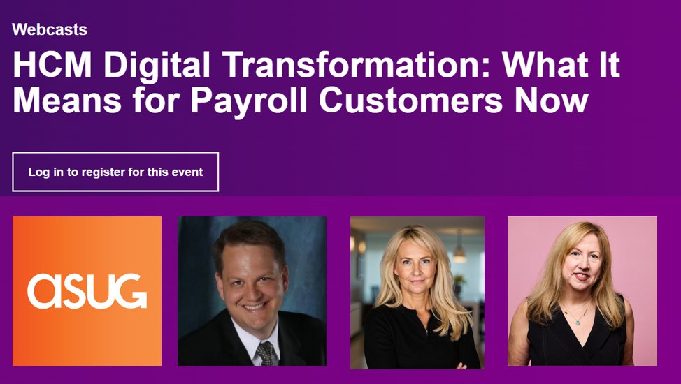 Join us to talk Payroll options via <a href="/ASUG365/">ASUG</a> Americas'​ SAP Users'​ Group.  Tuesday, July 29th at 1:00pm, CT: asug.com/events/hcm-dig…

#ASUG #sapmentors #SAPSuccessFactorsConfidantProgram #SAP #SuccessFactors #SAPCommunity <a href="/SAP/">SAP</a>  <a href="/successfactors/">SAP SuccessFactors</a>