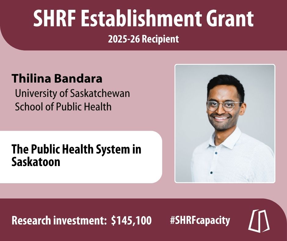 _SHRF_'s tweet image. SHRF announce Thilina Bandara at @SchoolofPublic3 as one of our 2025-26 Establishment Grant recipients!
Learn more at shrf.ca/post/2025-26-e…
@cityofsaskatoon