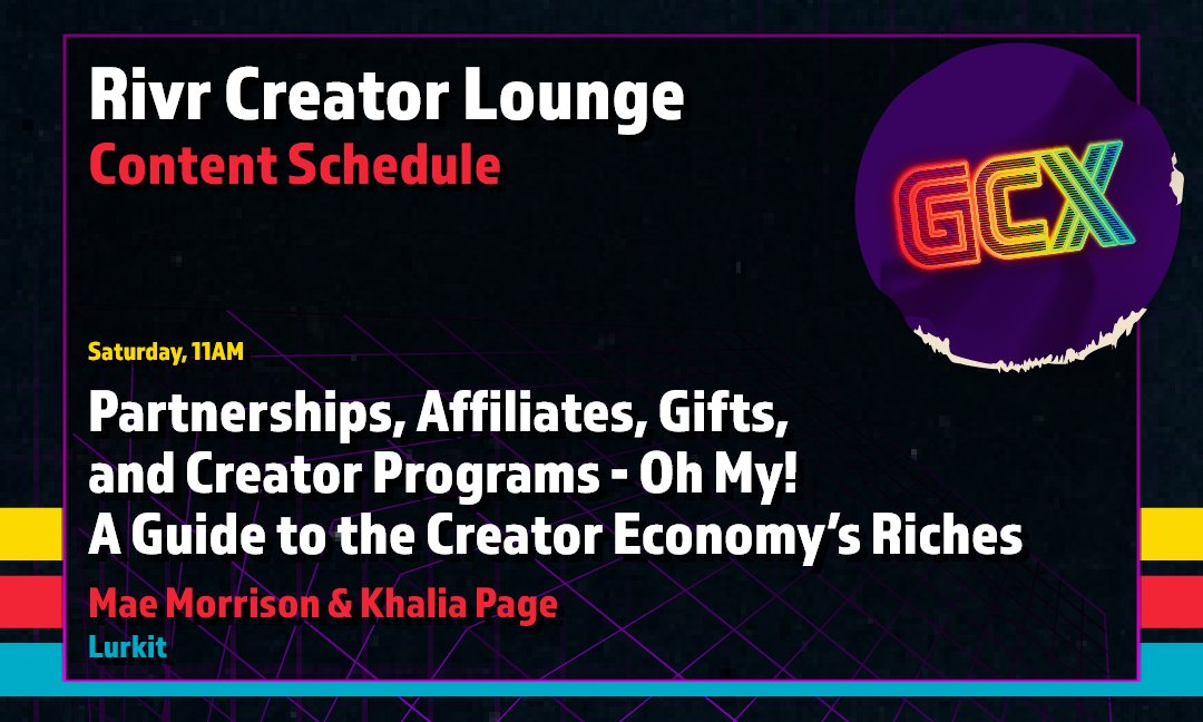 RivrStream's tweet image. Join @the_MerMae and @khaliatweets from @lurkitcom for a creator-economy 101 on every revenue stream—from paid deals and affiliate links to gifted products and brand programs—and walk away with insider tips, tricks, and best practices to maximize your earnings and take control of…