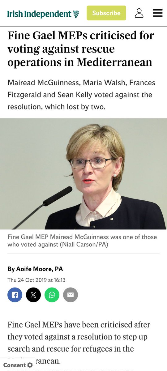 Any time I see the name Mairead McGuinness I remember little Alan Kurdi and how McGuinness voted to stop rescue operations that would have stopped him washing up on a beach. 
This is her legacy.