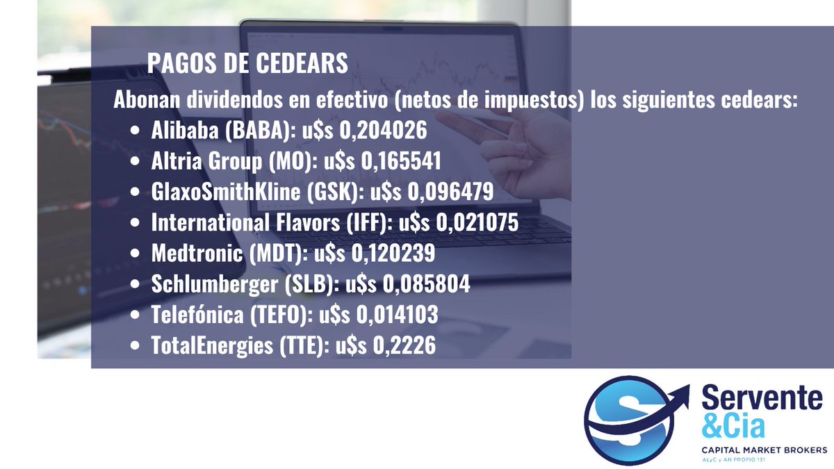 serventeycia's tweet image. #Bolsa #Argentina #Inversores #Accionistas #Aviso #Pago #Dividendos #Dólar #Efectivo #Dólares #Cedears #WallStreet #Empresas #BYMA #Servente #Capital #Market #Brokers #Inversiones