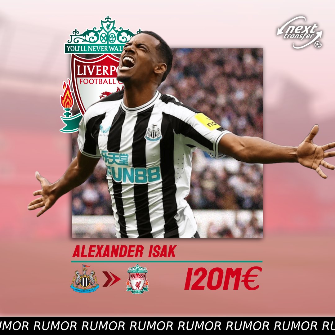 nexttransfer's tweet photo. ⚠️Movimiento estratégico de delanteros en la Premier

🔴Liverpool va a por Alexander Isak
Los Reds han realizado un primer acercamiento al Newcastle.

⚫Newcastle acelera por Hugo Ekitiké
Si Isak sale, los Magpies están en negociaciones avanzadas con el Eintracht Frankfurt. https://t.co/bb2SjnZZFB