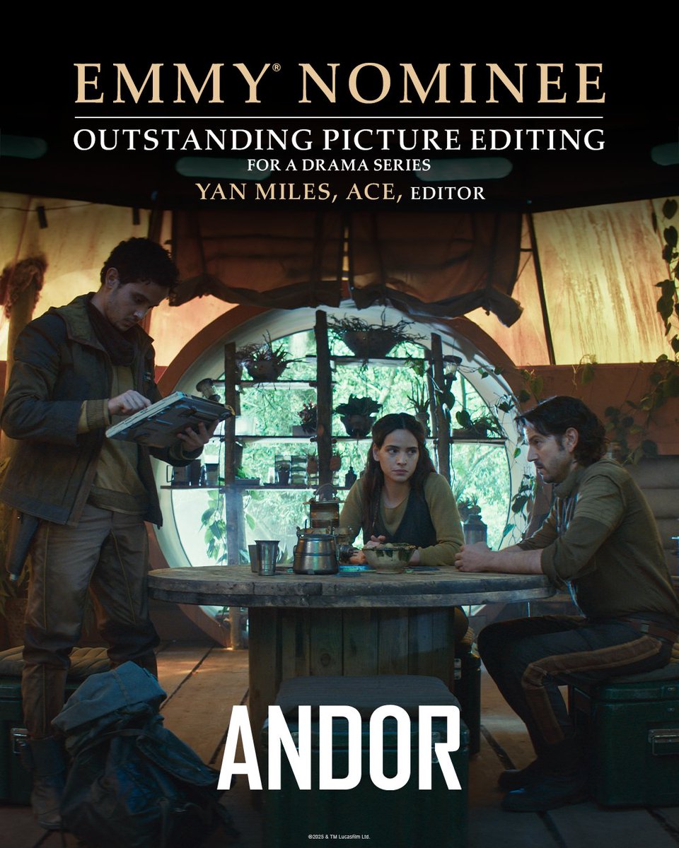 andorofficial's tweet image. Congratulations to the Yan Miles and the editing team of ANDOR on their Emmy® nomination for Picture Editing For a Drama Series. #Emmys