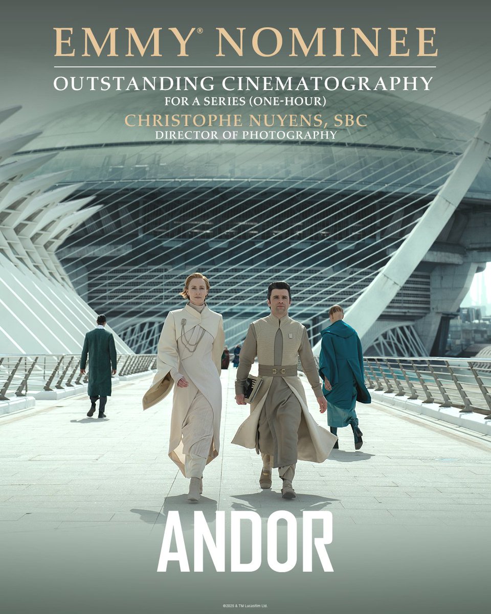 andorofficial's tweet image. Congratulations to ANDOR cinematographer Christophe Nuyens on his Emmy® nomination for Outstanding Cinematography For a Series (One Hour). #Emmys