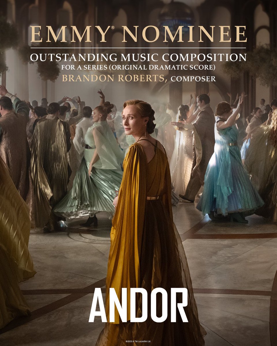 andorofficial's tweet image. Congratulations to ANDOR composer Brandon Roberts for his Emmy® nomination for Outstanding Music Composition In A Series (Original Dramatic Score). #Emmys
